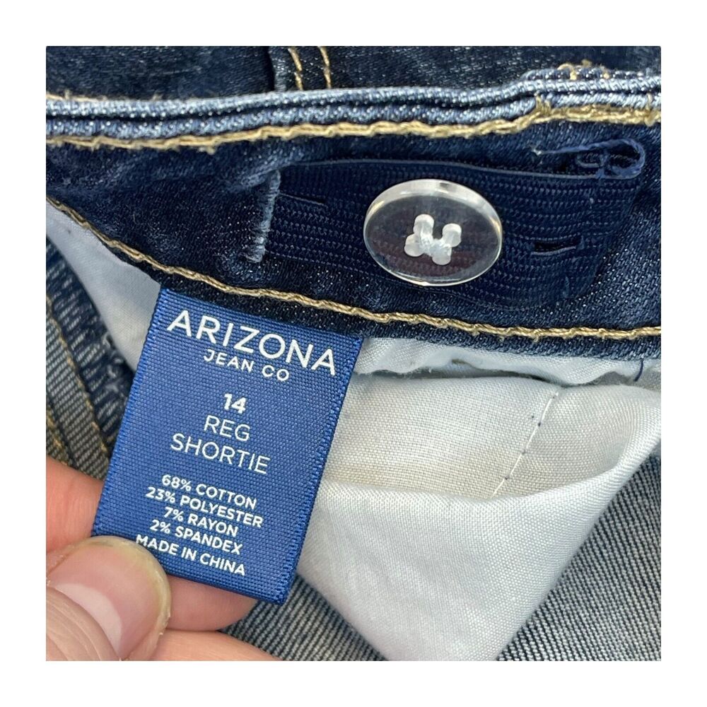 Arizona Jeans Cut-Off Shorts Girls 14 Blue Denim Stretch Frayed Hem Mid-Rise - Picture 3 of 6